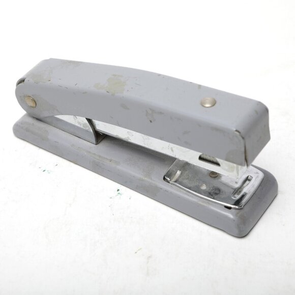 Vintage Rexel Meteor MK2 Steel Desk Stapler Grey Retro England Office MCM - Picture 9 of 9